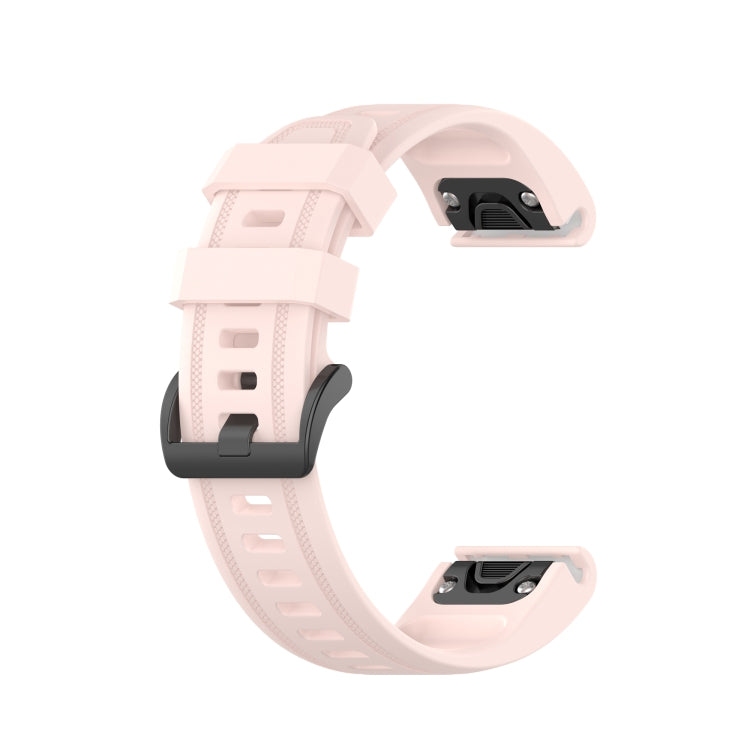 Rose pink silicone quick-release watch strap with pin-and-buckle clasp ends
