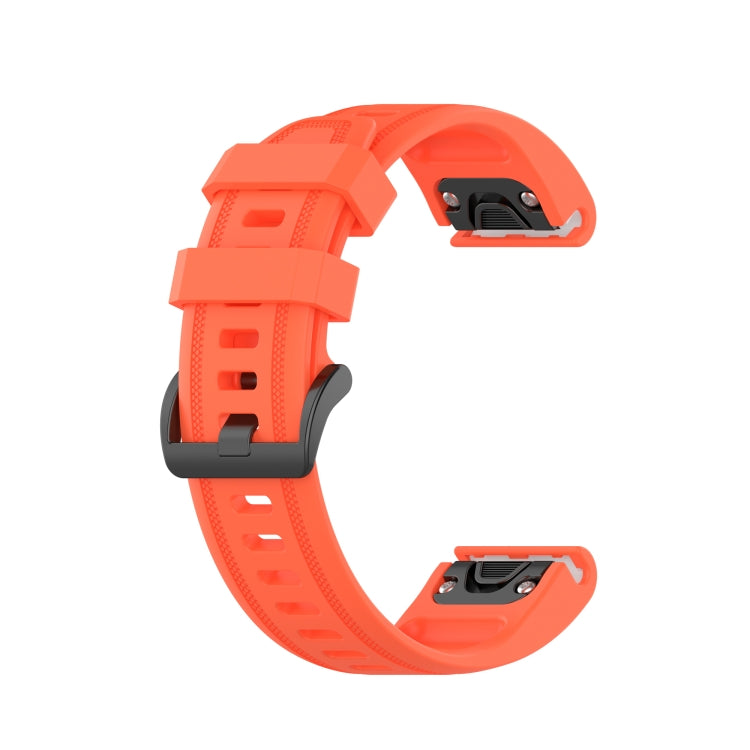 Coral-orange silicone quick-release watch strap for Garmin Fenix 7S
