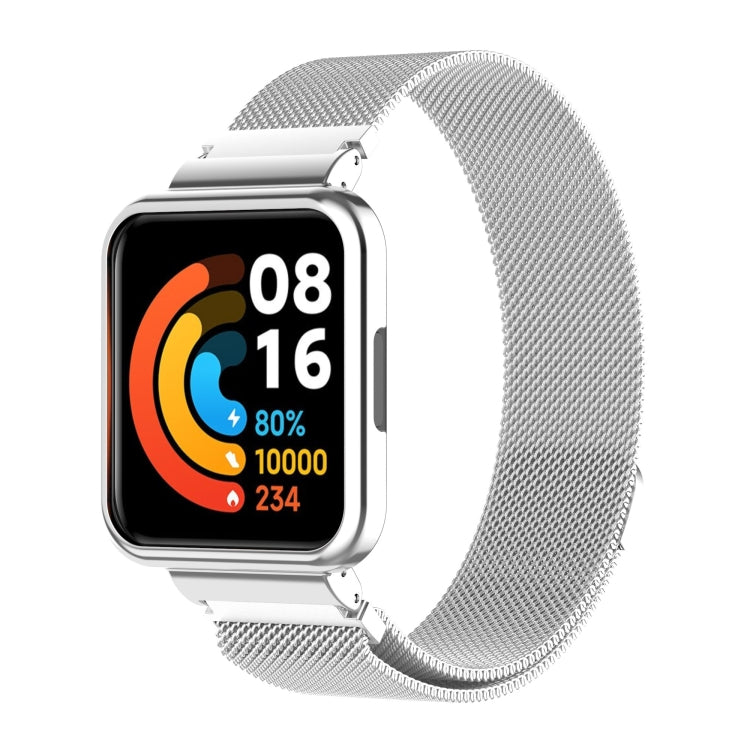 Metal watch frame for Redmi Watch 2, silver bezel with a protective case