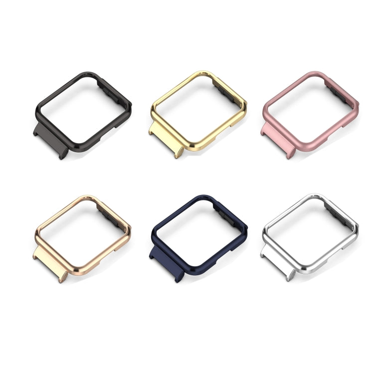 Assorted metal watch frames for Redmi Watch 2 in black, gold, rose pink, blue, silver