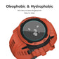 Orange Garmin smartwatch screen protector with water droplets on the glass