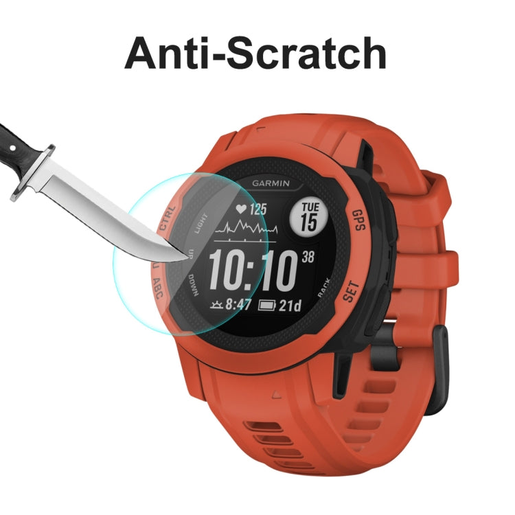 Orange Garmin smartwatch with anti-scratch tempered glass screen protector