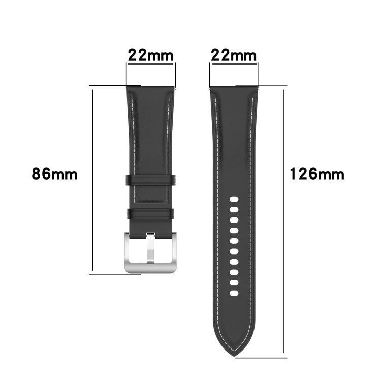 Watchband size diagram showing 22mm width, 86mm strap length, 126mm length