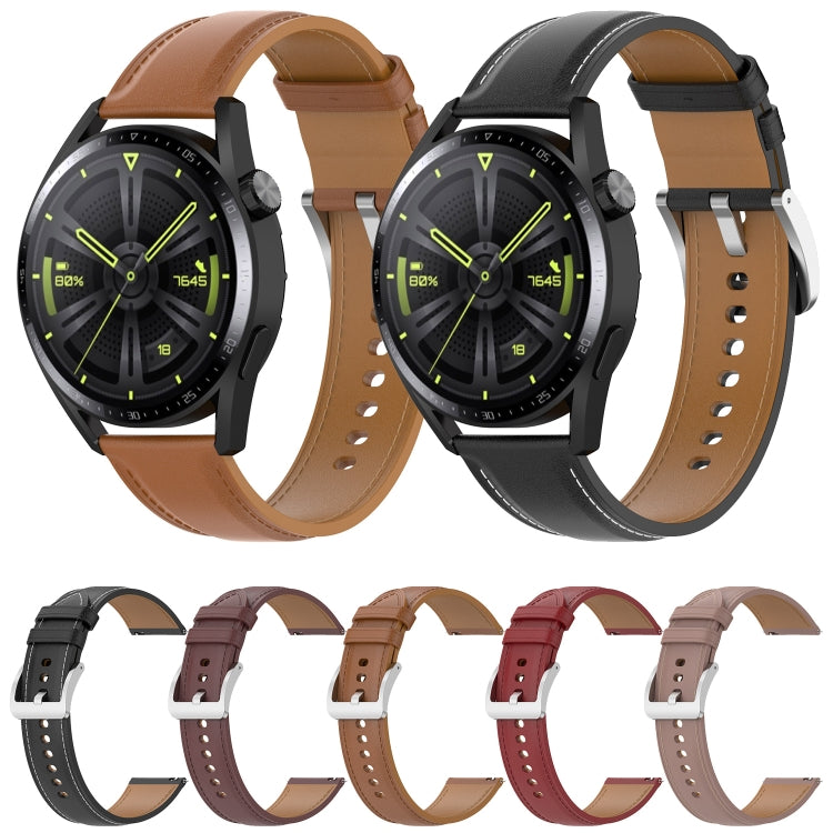 Assorted calf-leather watchbands with perforated holes and metal buckles, multiple colors
