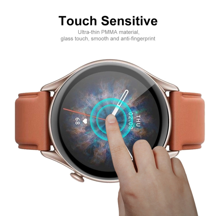 Ultra-thin PMMA screen protector film for smartwatch, touch-sensitive overlay.
