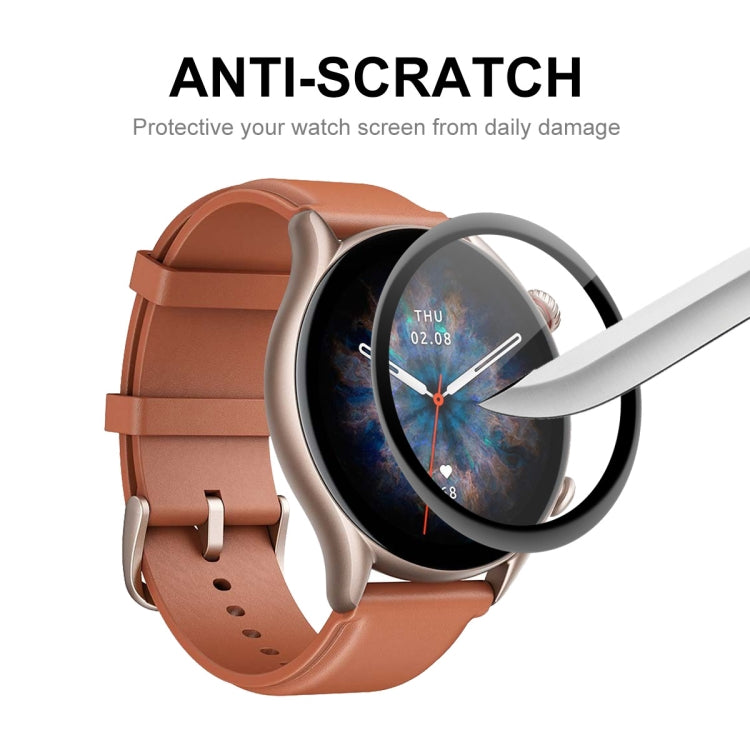 Anti-scratch 3D screen protector film for smartwatch display with protective shield.