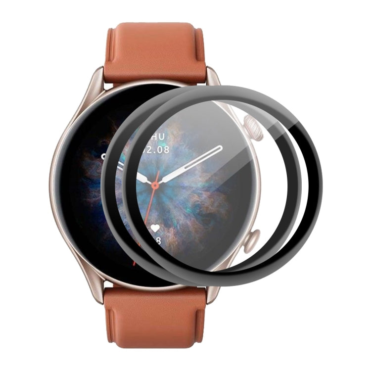 3D curved screen protector film overlay on smartwatch display, full coverage.
