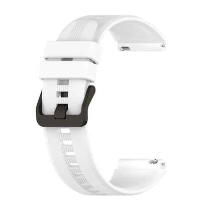 22mm vertical silicone watch band in white with metal buckle and vented strap holes
