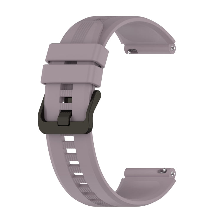22mm vertical silicone watch band in gray with metal buckle and vented strap holes