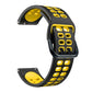 Mixed-color silicone watch strap, black band with yellow perforated accents