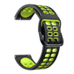 Mixed-color silicone watch strap, black band with neon green perforated accents