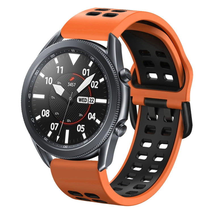 Orange and black silicone smartwatch strap with perforated link holes
