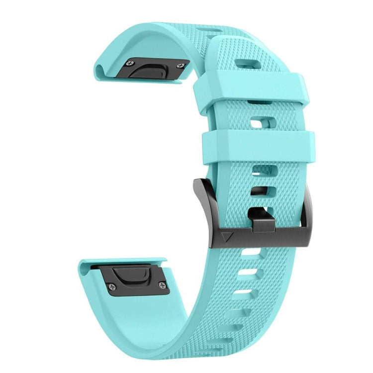 22mm silicone watch strap in light teal with textured perforations and buckle