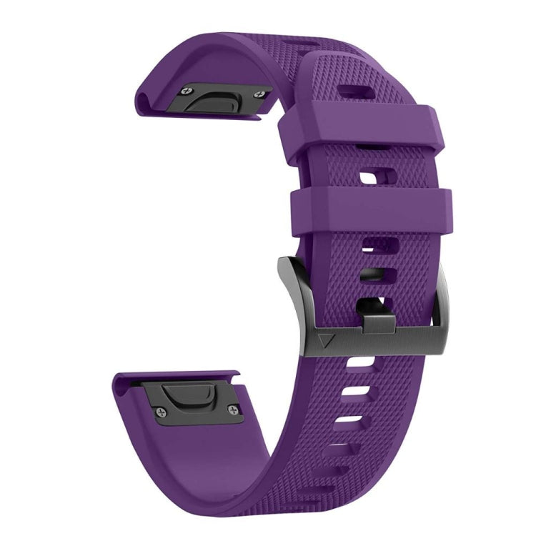 Purple silicone watch strap with textured pattern and pin-buckle clasp
