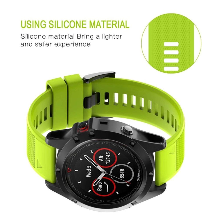 22mm silicone watch strap in lime green with textured perforations and buckle