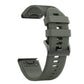 Silicone watch strap in dark gray with black buckle plate and strap holes.