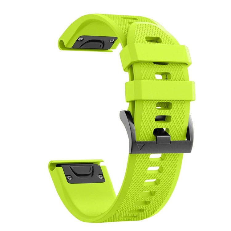 Silicone watch strap, bright green with textured finish and black buckle hardware.