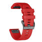 Red silicone watch strap with perforation holes and metal deployment clasp