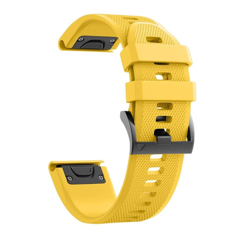 22mm silicone watch strap in yellow with textured holes and secure buckle