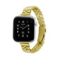 Half-round three-bead metal watch band, gold-tone links with pin clasp