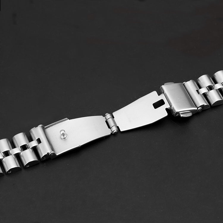 Silver half-round watch band clasp and connector links for Apple Watch