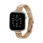 Half-round three-bead metal watch band, gold-tone links with pin clasp