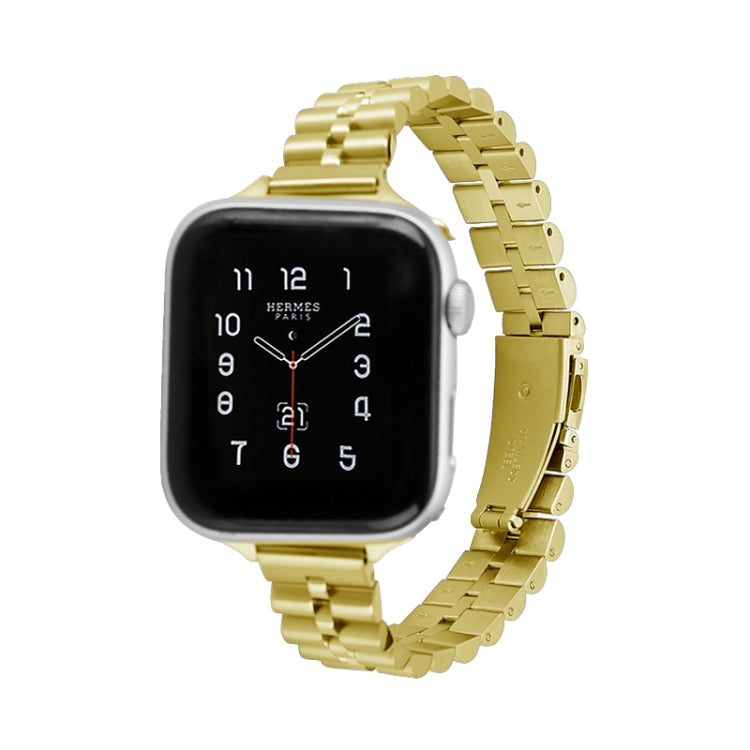 Two-tone half-round metal watch band for Apple Watch with gold center links