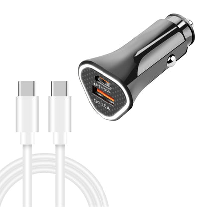 Black car USB-C PD charger with Type-C to Type-C cable