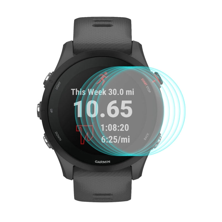 ENKAY tempered glass screen protector coverage on Garmin Forerunner 255 watch face