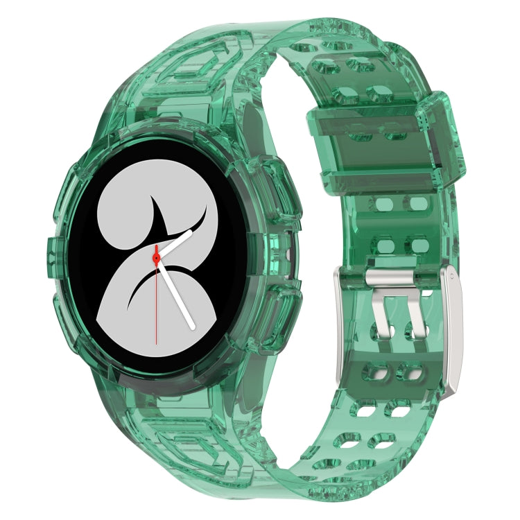Green transparent silicone integrated watch band with perforated strap and clasp