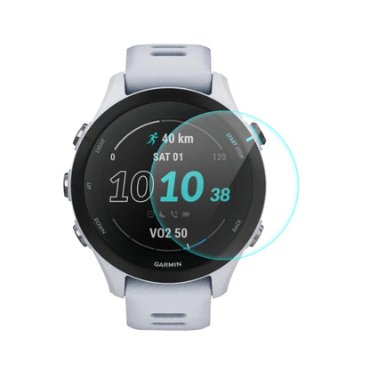 Tempered glass screen protector for Garmin smartwatch, clear cover over the watch display.