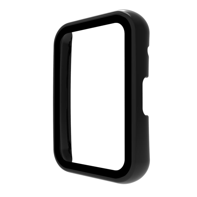 Black fully enclosed protective watch case with transparent screen window