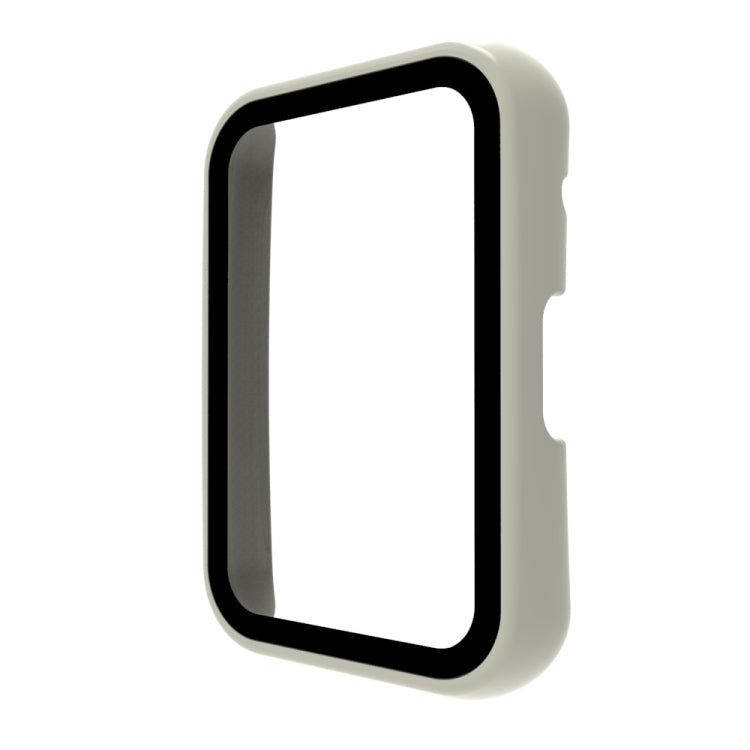 Light gray ivory fully enclosed protective watch case with clear screen window