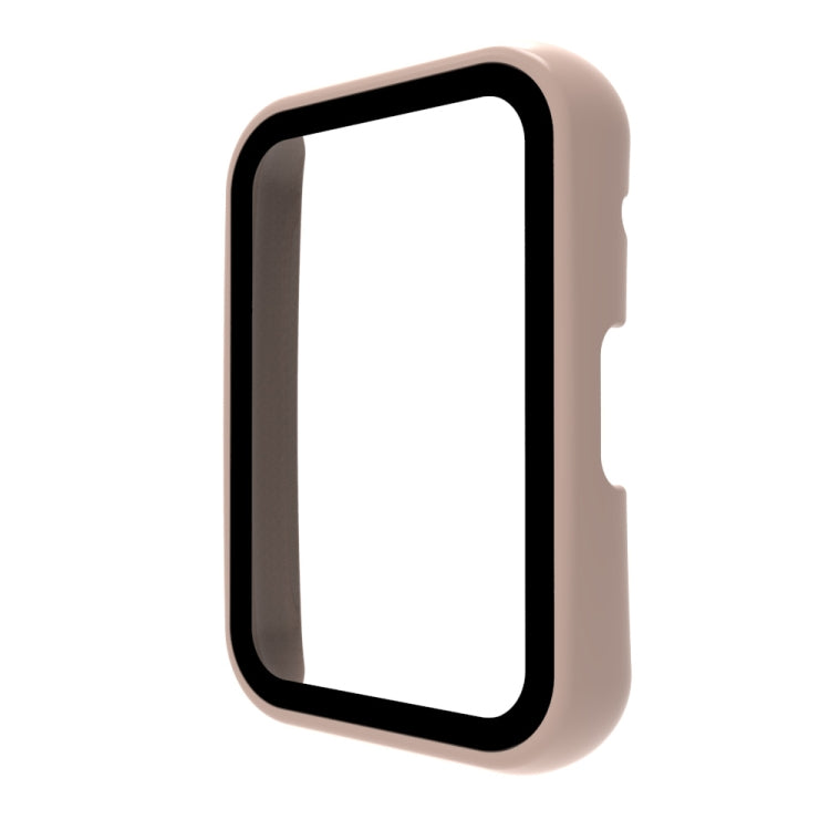 Blush pink fully enclosed protective watch case with clear screen window
