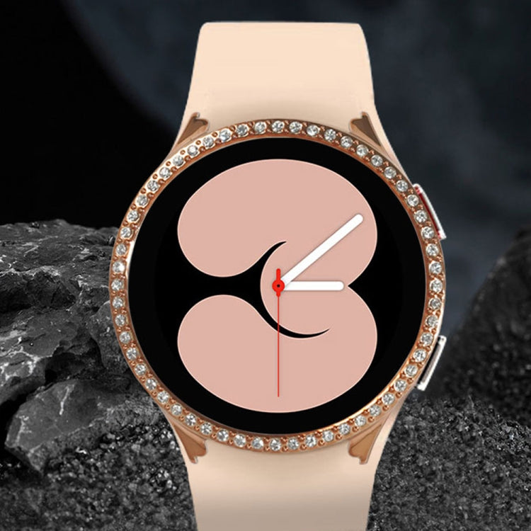 Gold TPU shockproof silicone watch case with diamond bezel around round smartwatch face