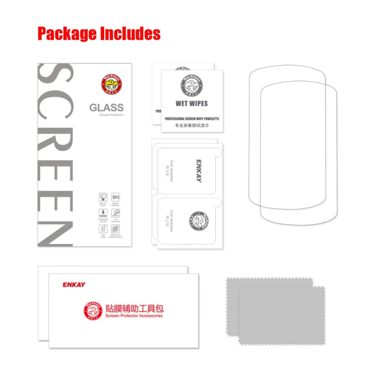 Package contents: screen protector films, wet wipes, alignment tools, and cloth