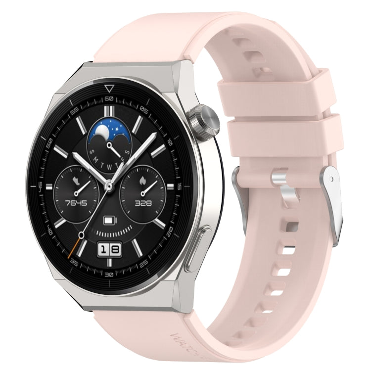 Silicone watch strap with silver buckle, pink band for compatible Huawei/ Honor smartwatches
