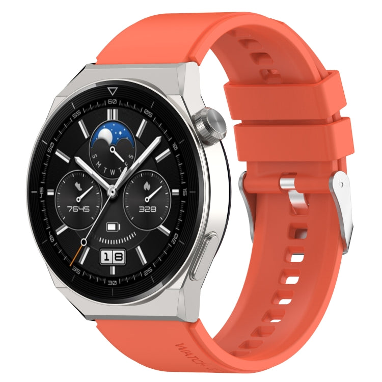 Silicone watch strap with silver buckle, orange, for 20mm watch connectors