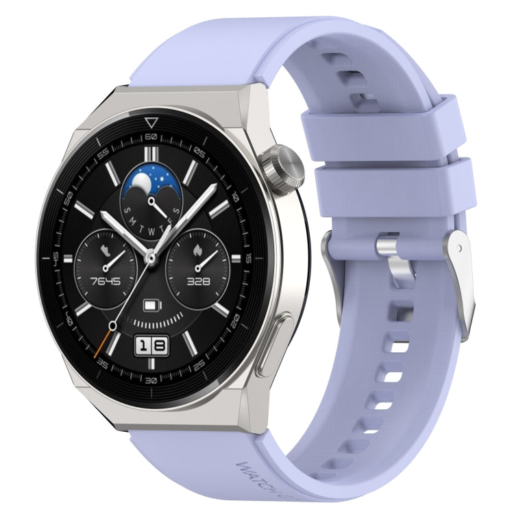 Silicone watch strap with silver buckle, light purple band for compatible Huawei/ Honor smartwatches