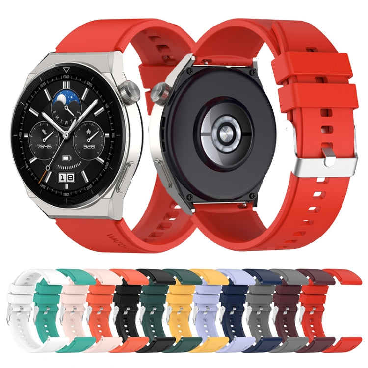 Silicone watch strap set with silver buckles, multiple colors, 20mm size