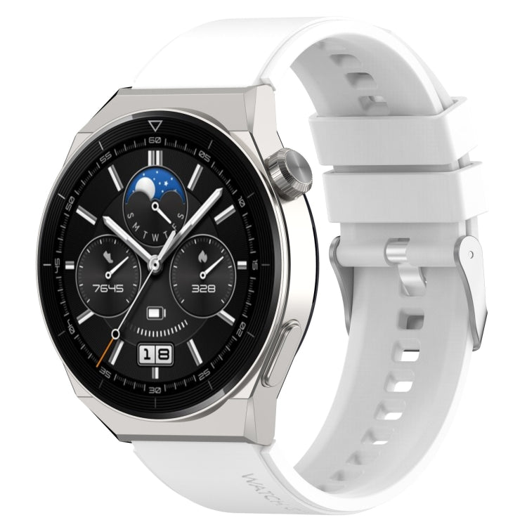 Silicone watch strap with silver buckle, white, protruding head style