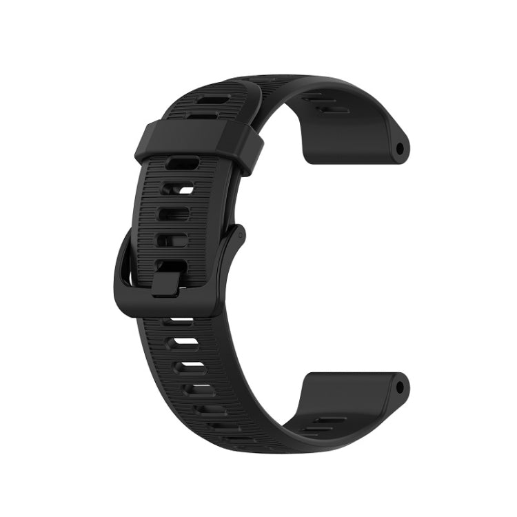 Silicone watch band with textured strap, black, curved fit side view