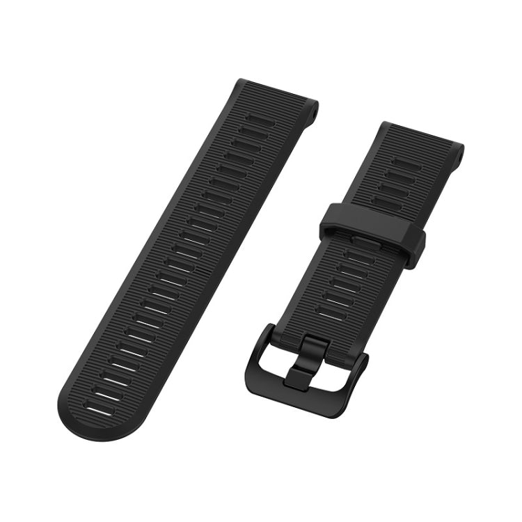 Silicone watch band pairs, black, showing full length and quick-release end