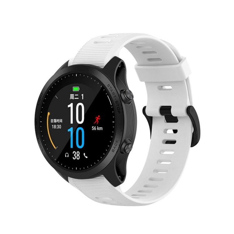 Silicone watch band with adjustable buckle, white, for compatible Garmin smartwatches