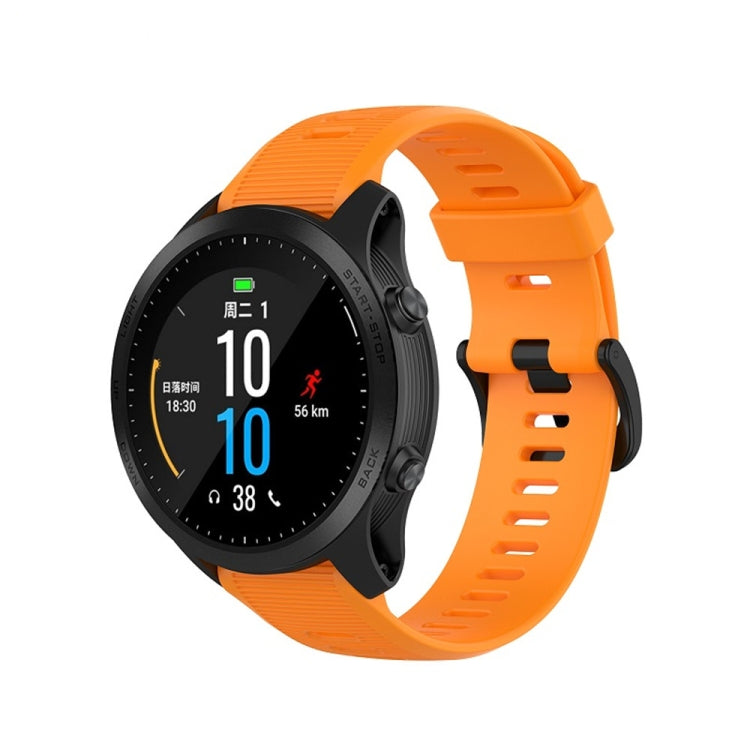 Silicone watch band with adjustable buckle, orange, for compatible Garmin smartwatches