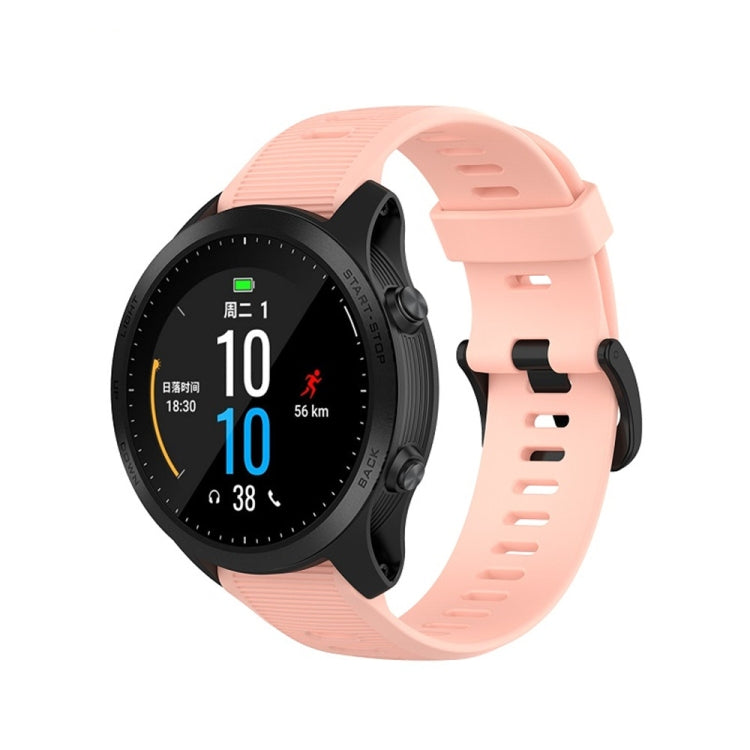 Silicone watch band with adjustable buckle, pink, for compatible Garmin smartwatches