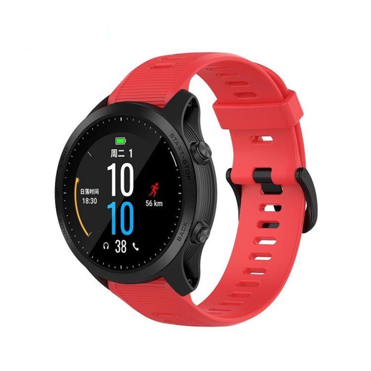 Silicone watch band with adjustable buckle, red, for compatible Garmin smartwatches