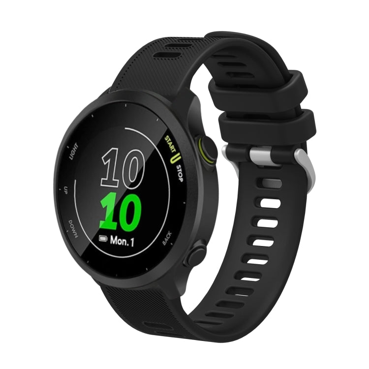 20mm silicone twill watch band in black with textured strap and vented slots