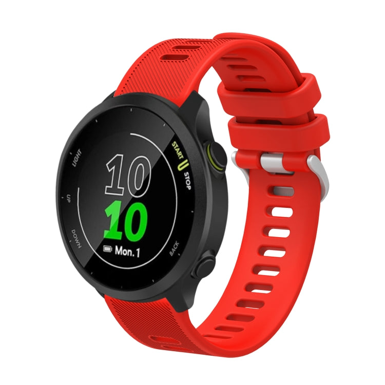20mm silicone twill watch band in red with textured strap and adjustable holes