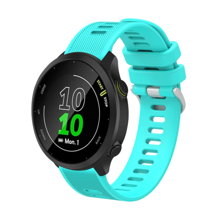 20mm silicone twill watch band in teal with textured strap and adjustable holes